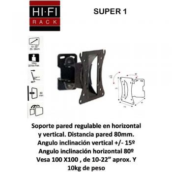 Hifirack SUPER1 - Soporte de muro para TV de, color negro