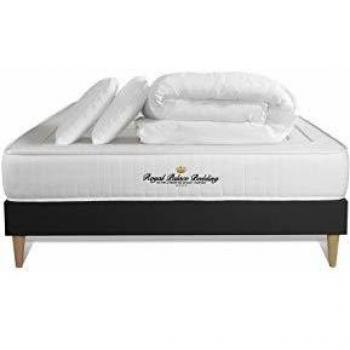 Conjunto de somier y colchón 180x200 Nottingham con memoria de forma - 20 cm - Firme - Somier kit negro + 2 almohadas + edredón