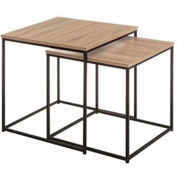Set de 2 mesitas auxiliares de Madera Modernas Negras - LOLAhome