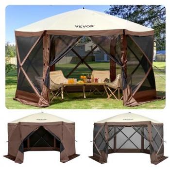 Vevor 6-Sided Pop-Up Gazebo Tent with Removable Privacy Cloths and Mesh Windows, 11.5x11.5FT Sun Shelter