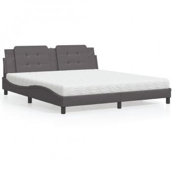 Cama con colchón gris 180x200 cm en cuero sintético vidaXL