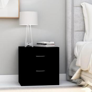 Mesita de noche negra 40x30x40 cm madera contrachapada
