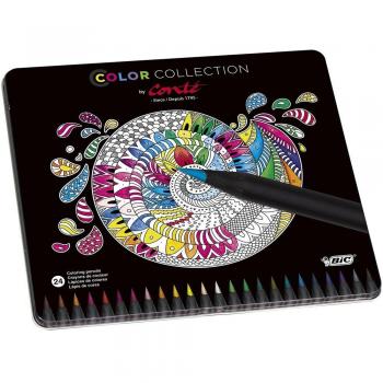BIC Conté - Set de 24 Lápices de Colores en Caja Metálica