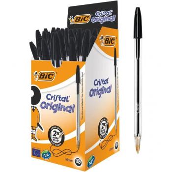 BIC Cristal Medium Ballpoint Pens 50 Pack Black
