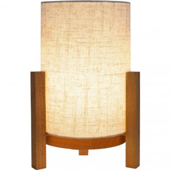 Lámpara de mesa LED Madita, altura 32 cm, naturaleza/lino, regulable táctil, con USB-C y estructura de madera