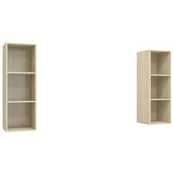 Mueble de TV de pared 2 piezas roble Sonoma madera ingenierizada marrón diseño contemporáneo almacenamiento práctico