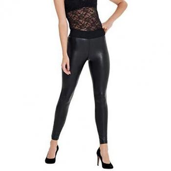 Only Onlflirt PU Leggings Ankel Pnt Noos, Negro
