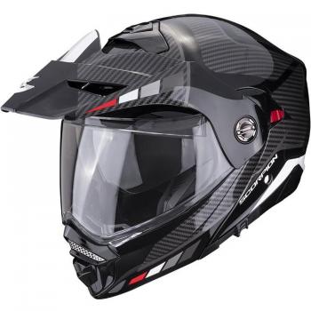 Casco SCORPION ADX-2 Camino Negro/Plata/Rojo - Motopasión Store, Talla XS (54-55)