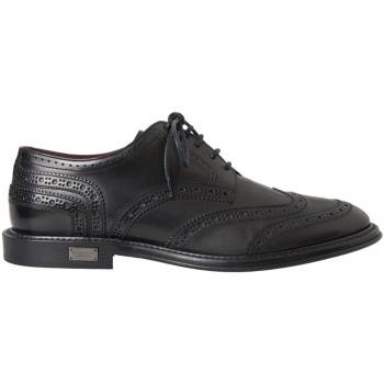 Dolce & Gabbana Black Leather Wingtip Oxford Formal Shoes for Men - Size EU41/US8