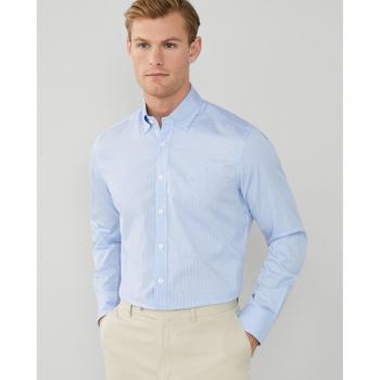 Camisa Essential Mini Gingham azul de Hackett London - Modelo Slim Fit con Cuadros Vichy en Azul Claro