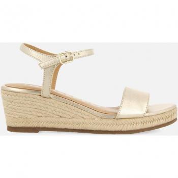 Sandalias de cuña de mujer de piel con cuña de yute de altura media