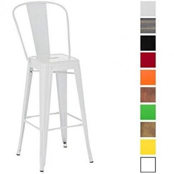 Taburete Industrial Aiden Blanco de Metal con Apoyo para Pies