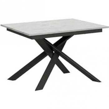 Mesa Extensible Ganty 90x120/180 cm Blanca Espatulada con Borde a Juego y Estructura Antracita