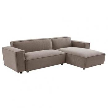Sofá Esquinero Reversible de Terciopelo Cañete Gris BORORE - 4 Plazas - Fijo