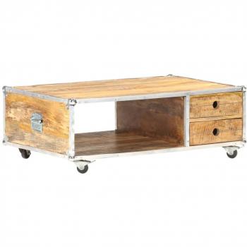 Mesa de centro de madera maciza de mango rugosa 89x59x33 cm - Marrón