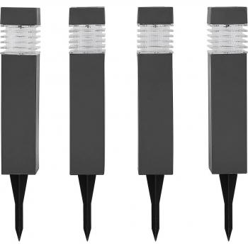 Lindby Fanney Lámparas Solares LED, Juego de 4, Color Gris, Material Plástico, Diseño con 1 Llama, Ideal para Jardín
