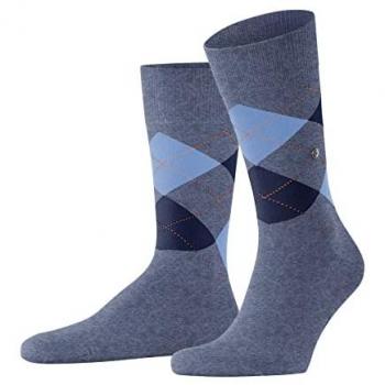 Burlington King Plaid Socks for Men - Size 46-50 - Denim Blue