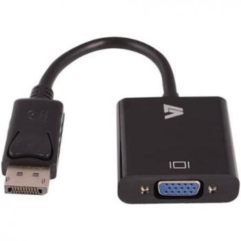 V7 CBLDPVGA-1E Adaptador DisplayPort a VGA, Macho/Hembra, 20cm, Negro, Soporte SVGA/SXGA/UXGA/WUXGA