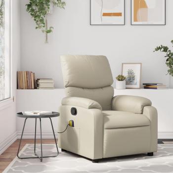 Sillón de masaje reclinable de cuero sintético en color Negro, Crema y Marrón, ideal para dormitorio, cómodo y relajante