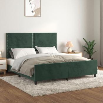 Estructura de cama con cabecero en terciopelo verde oscuro 180x200 cm