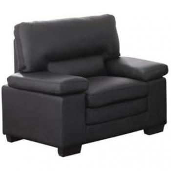 Sillón clásico de piel de búfalo Mimas - Negro - Con reposabrazos