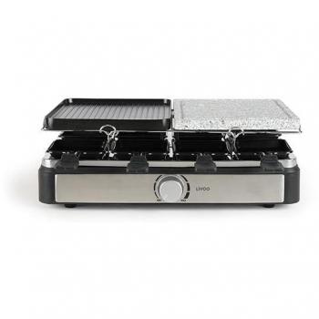 Livoo - Plancha Grill 1400 W - Negro - Para 8 Personas - Parrilla raclette 1400w 8 personas + parrilla de piedra