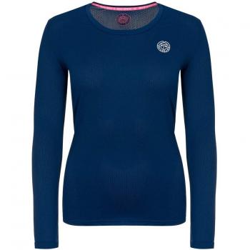 BIDI BADU Pia Tech - Camiseta de Manga Larga para Mujer, Unzutreffend, Evergreen, Pia Tech - Camiseta de Manga Larga con Cuello Redondo, Mujer, Color Azul Oscuro, tamaño Extra-Large
