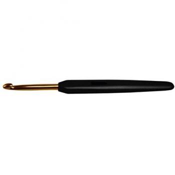 Knit Pro 30804, Crochet Hook, Soft Handle, 3.50 mm, Plastic, Aluminium, Black, Gold, 20 cm x 5 cm x 1 cm