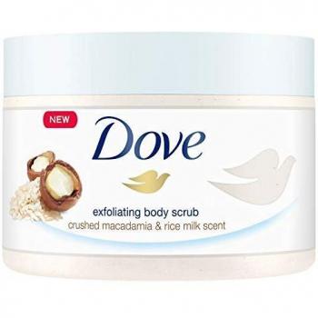 Dove Body Scrub with Crushed Macadamia and Rice Milk, 4month supply (4 x 225 ml