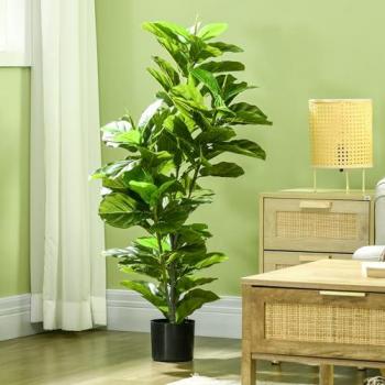 Planta Ficus Artificial HOMCOM 110 cm, Árbol Artificial con 90 Hojas de Musgo y Maceta, Planta Decorativa para Interior y Exterior, Ideal para Hogar y Salón, Color Verde