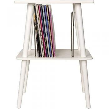 Soporte para tocadiscos Crosley Manchester blanco con almacenamiento para 50 discos vinilos