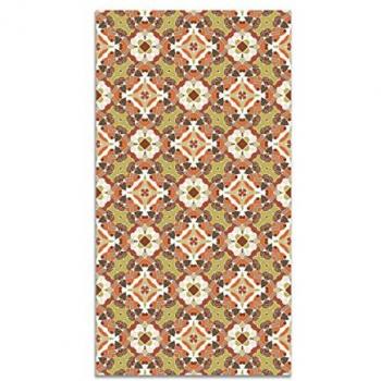 Alfombra Vinílica Hidráulica Oriental Naranja 60x250 cm - Alfombra Antideslizante e Ignífuga para Cocina y Salón