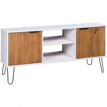 New York Solid Pine Wood TV Cabinet in White and Natural Finish