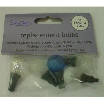 4 Clear/Blue Diamond Ball Replacement Bulbs 6v 0.12a 0.72w & 1 Fuse Bulb