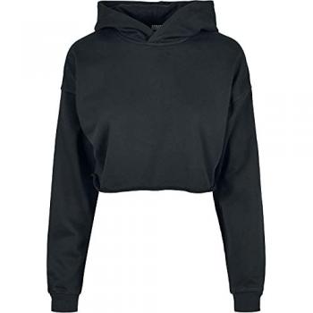 Urban Classics Women's Black Oversized Cropped Hoodie