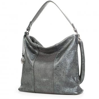 Lois - 94770 Bolso de Mujer Bandolera Tipo Hobo Ajustable. Cierre con Cremallera. Bolsillo detrás Cremallera. Forro Estampado. Piel sintética Polipiel, Color Gris