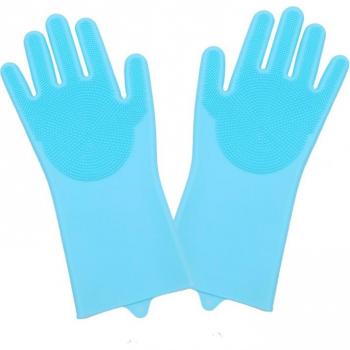 Guantes de limpieza mágicos de silicona para lavar platos - Par de guantes de cocina reutilizables y resistentes