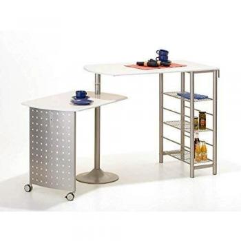 Mesa Inter Link de MDF lacado blanco brillante con estructura de metal - Bianco 114-183x70x78/100h