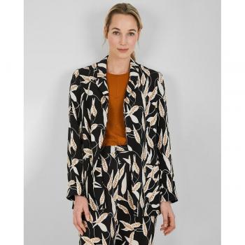 Blazer de mujer con estampado vegetal y cuello solapa