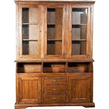Librería Country de madera maciza de tilo con acabado nogal 172x50x226 cm