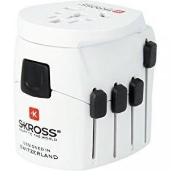 Skross Pro Plus - Adaptador Universal de Viaje, 2-3 Polos, Color Blanco