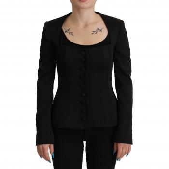 Dolce & Gabbana Black Slim Fit Long Sleeves Snap Jacket - IT38|XS, Size: 2XS