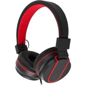 Auriculares Plegables Portátiles con Cable HiFi Estéreo para Juegos, Micrófono y Bajo Potente - Rojo