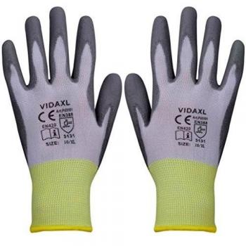 vidaXL 24x Pares Guantes de Trabajo Seguridad Nitrito Blanco Negro Talla 10/L