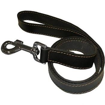 Correa para Perro Yago de Cuero Negro, 1,20 m, Suave y Resistente