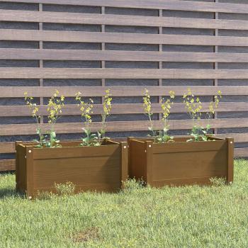 vidaXL Honey Brown Solid Pine Garden Planters 2 pcs 60x31x31 cm