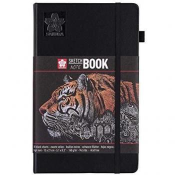 Cuaderno de Dibujo Sakura 13x21 cm, Papel Negro 140 g/m², 80 Hojas