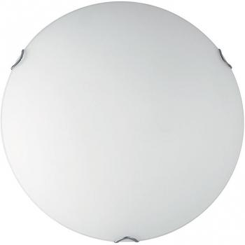 Plafón Oblo de vidrio blanco, 4 luces, diámetro 50 cm