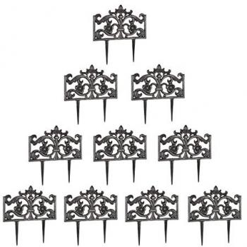 Pack de 10 Rejas Jardín Decorativas de Hierro Fundido en color Bronce, Dimensiones: 37 x 36 x 2 cm