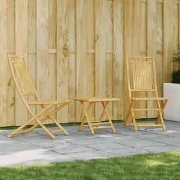 vidaXL 3 Piece Bistro Set Bamboo - Outdoor furniture set, made of durable bamboo, includes two chairs and a round table, weather-resistant, suitable for garden or patio use, lightweight and easy to move